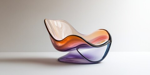 Elegant glass chair with gradient colors on white background