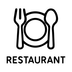 Fototapeta premium Simple line art icon of a plate with fork and spoon