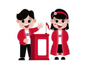 Group Of Kids With Red Jackets