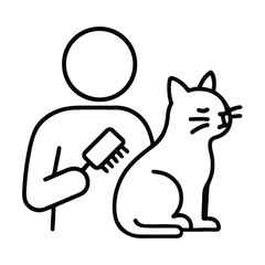 Person Brushing a Cat Flat Vector Icon