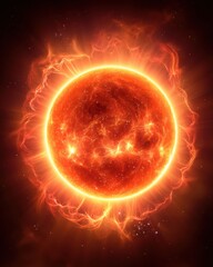 Obraz premium Radiant Sun Emitting Fiery Solar Flare in Cosmic Background