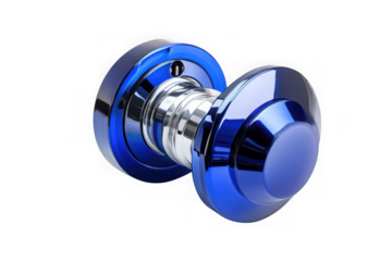 High resolution shiny blue and silver door knob hardware fixture home improvement image stock isolated on transparent background