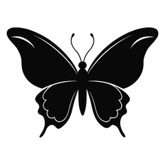 Elegant black butterfly silhouette in flight isolated on a white background