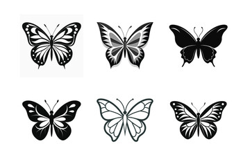 Diverse butterfly icon collection with vibrant color options on a white 