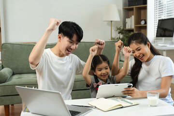 
Family spending happy time together on vacation.