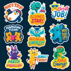 Colorful Motivational Award Stickers for Kids