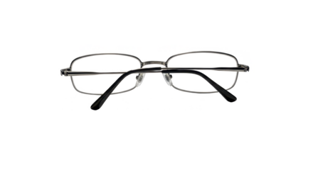 Stylish metal-frame reading glasses with clear lenses and black temples isolated on white