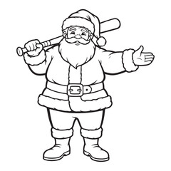 Santa Claus Baseball Bat Coloring Page