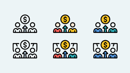 Teamwork and financial success icon representing growth and collaboration with dollar sign