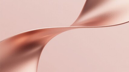 Abstract Flowing Rose Gold Ribbon on Soft Pink Background