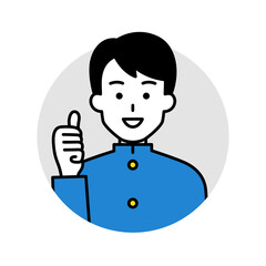 男子学生のアイコン（グッド）