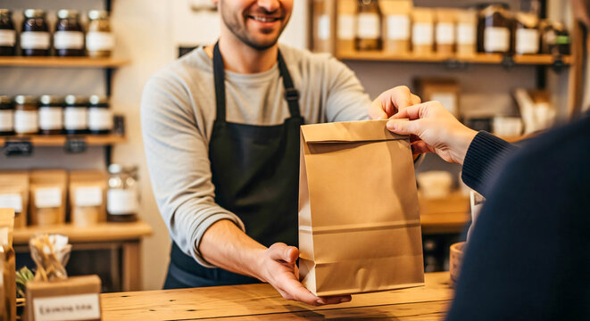 Friendly Service: Handing Over a To-Go Order