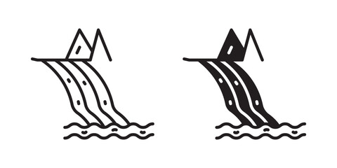 Waterfall icon sign symbol and flat style for app, web and digital design.