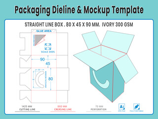 Packaging Dieline and Mockup Template. Paper Document Box. Dieline Real Shape and Dimension. Mockup Template. Fully editable vector. Equipped die cut lengths prepared for production.