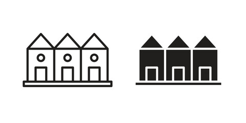 Terraced Houses icon sign symbol and flat style for app, web and digital design.