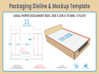 Packaging Dieline and Mockup Template. Dieline Real Shape and Dimension. Mockup Template. Fully editable vector. Equipped die cut lengths prepared for production.