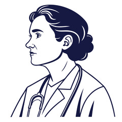 Illustration of a female doctor with stethoscope isolated on white background