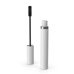 Mascara Tube and Wand Cosmetic Product Photography ,3D, transparent background , PNG 