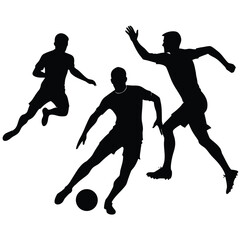 Black silhouettes of soccer players in dynamic poses football