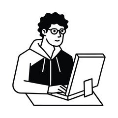 Linear Programmer at Work — Coding on Computer Illustration