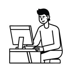 Linear Programmer at Work — Coding on Computer Illustration