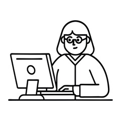 Linear Programmer at Work — Coding on Computer Illustration