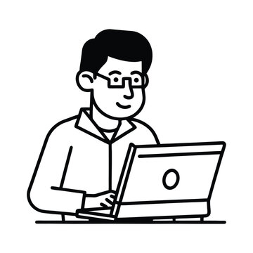 Linear Programmer at Work &mdash; Coding on Computer Illustration