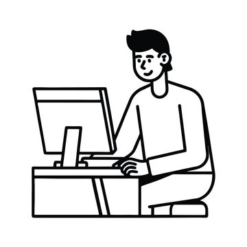 Linear Programmer at Work &mdash; Coding on Computer Illustration