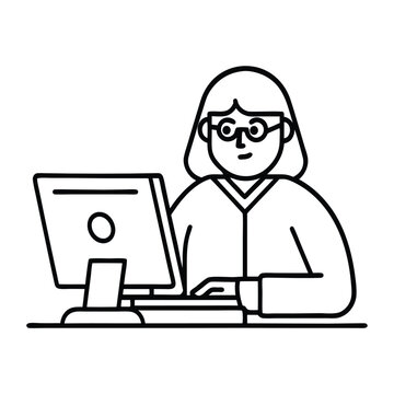 Linear Programmer at Work &mdash; Coding on Computer Illustration