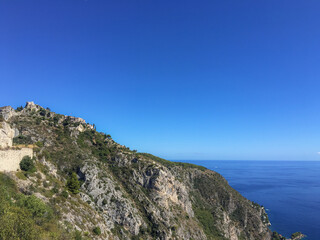 Cliffside view of the Mediterranean Sea from Eze, France