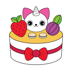 Tasty white homemade cake decorated