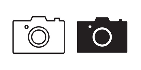 Camera Icon . Vector illustration with stroke and fill on a white background.