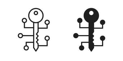 Digital key icon sign symbol and flat style for app, web and digital design.