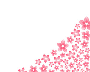 桃の花　水彩風イラスト　ピンクの花フレーム　ポスター・Webデザインに使える装飾イラスト素材