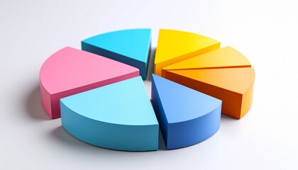 Obraz premium Vibrant six-segment pie chart showcasing colorful data distribution—clean, minimal, and informative.