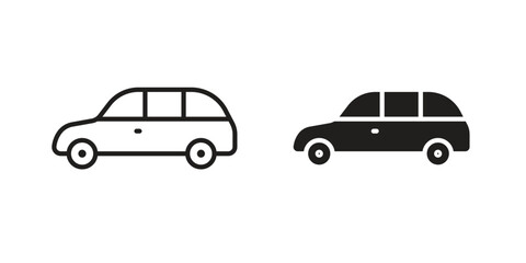 Compact car icon sign symbol and flat style for app, web and digital design.