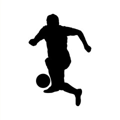 Soccer Player Kicking Ball Silhouette, Football Athlete Silhouette in Action Pose