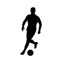 Silhouette of Football Player Dribbling, Soccer Player Silhouette in Ball Control Motion