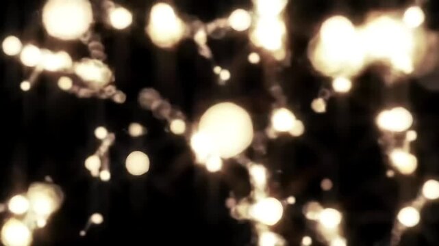 Illuminating Abstract: An intricate network of luminous orbs and lines dances against a deep, black expanse. This abstract composition, a symphony of light and form. 