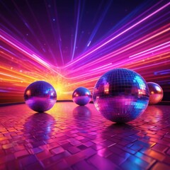 Neon Digital Landscape with Glowing Spheres