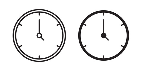 Clock Icon . Vector illustration with stroke and fill on a white background.