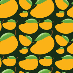 Seamless background with fresh mangoes Vector