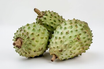 Soursop Annona Muricata Soursop Fruit , Custard Apple Isolated on White