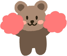 응원 곰돌이 손그림 캐릭터