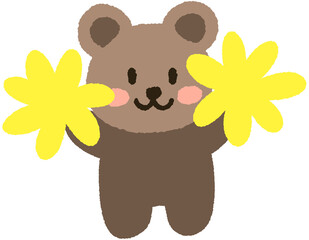 응원 곰돌이 손그림 캐릭터