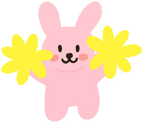 응원 토끼 손그림 캐릭터