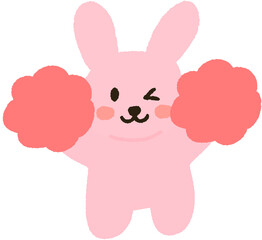 응원 토끼 손그림 캐릭터