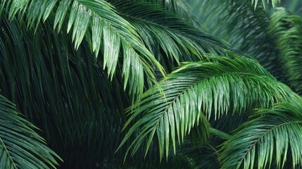 Obraz premium Palm leaves after rain