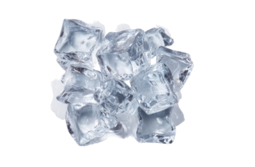 Close-up of many clear ice cubes clustered together
