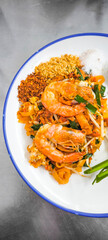 Pad Thai with fresh shrimp at a Thai restaurant